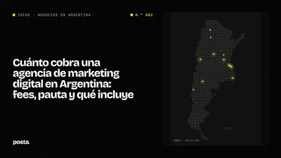 Imagen destacada tipográfica con el título 'Cuánto cobra una agencia de marketing digital en Argentina' y la categoría Negocios en Argentina